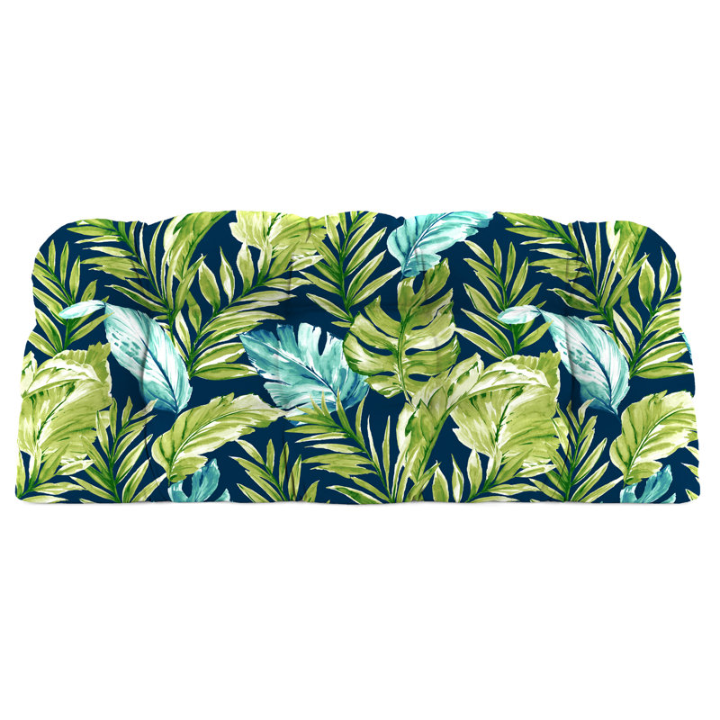 44" x 18" Contoured Outdoor Wicker Bench Cushion, Zealand Capri Floral