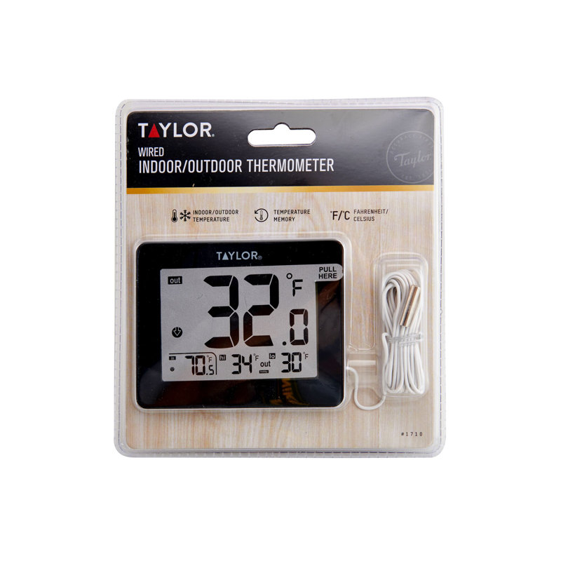 Thermomètre et hygromètre numérique intérieur / extérieur avec sonde câblée Taylor