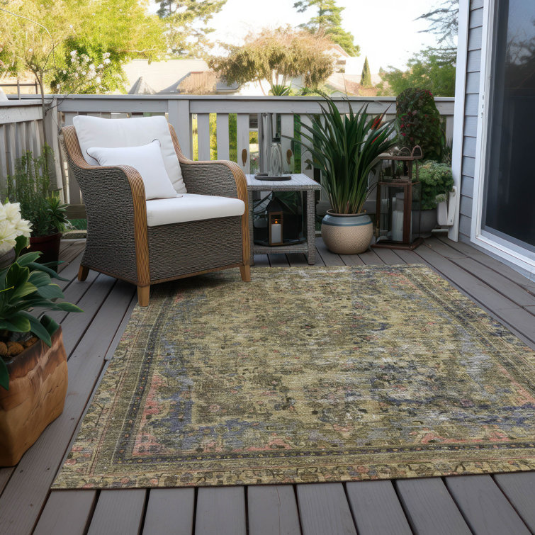 Machine Washable Indoor/Outdoor Claudian ACN1646 Aloe Rug