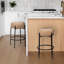 Tabouret de comptoir rond rond de 25,5 po Paola, siège brun bouclé et structure en métal noir pour îlot de cuisine ou bar personnel-381904275-381903980
