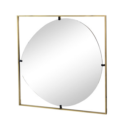 32X1x32" Poppy Mirror In Gorgeous Gold Metal Frame, Hallway Enhancement Elegant Metal, Bedroom Appeal