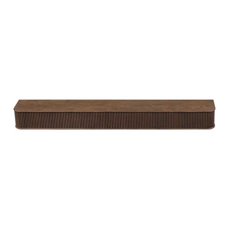 Modern Ember Alfama  Fireplace Wood Mantel Shelf with Fluted “Reed” Details, 72", Umber