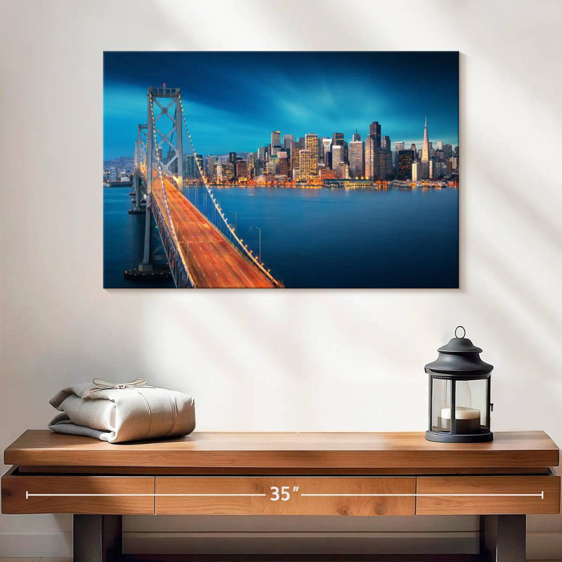 Lilie SF Bay Bridge Twilight Rush, H 32 po x l 48 po