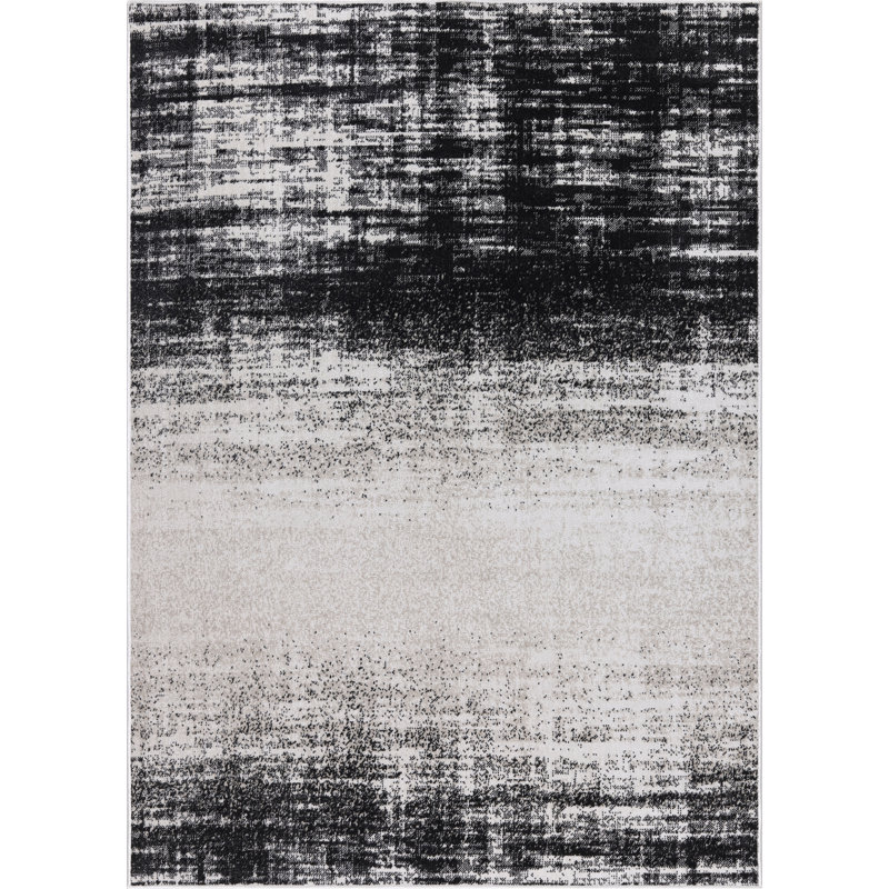 Machine Washable Nash Charcoal/Ivory Rug, Rectangle 10' x 14'