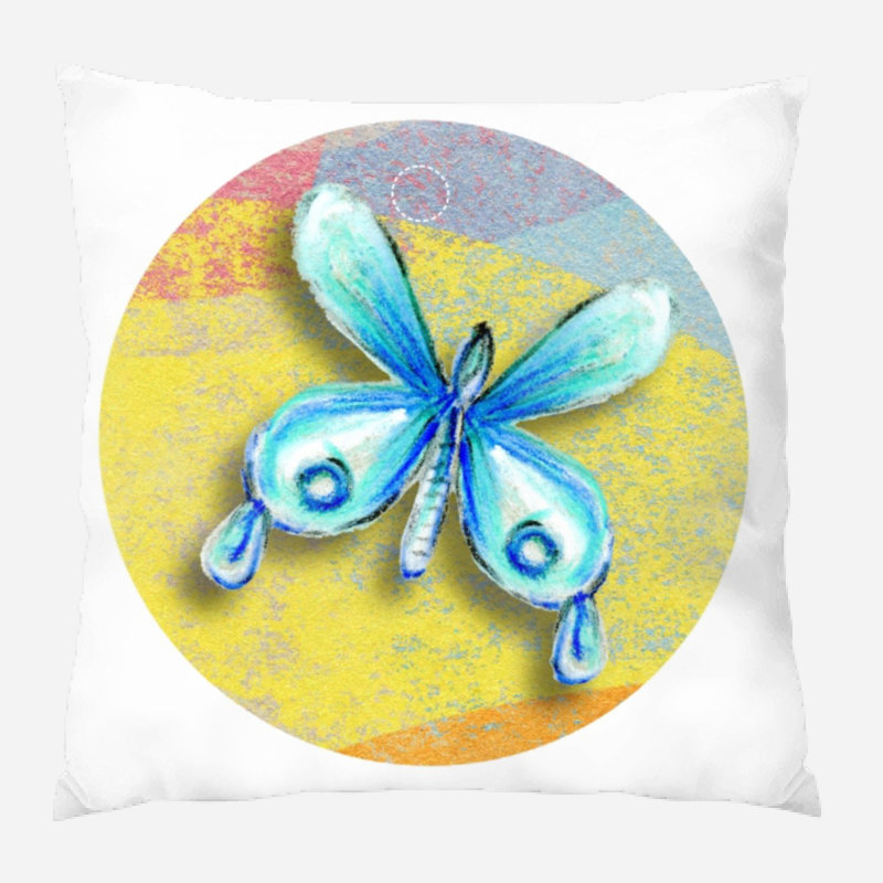 Butterfly Solid Colour Reversible Throw Pillow, Microsuede, Indoor