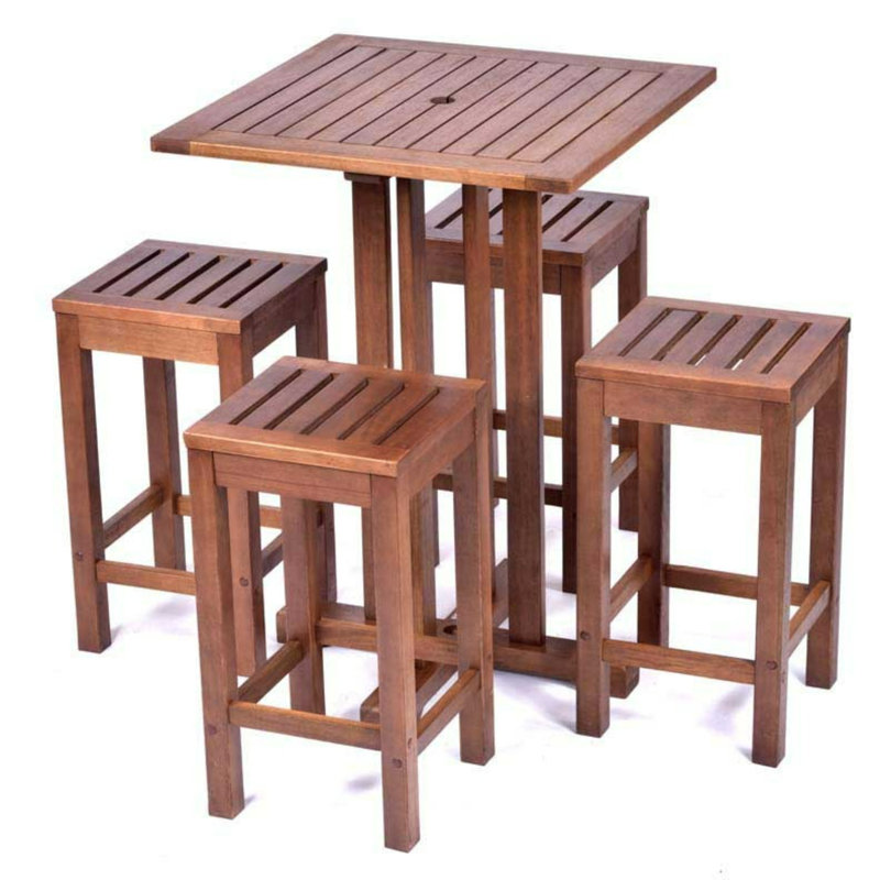 Euginia 4 - Person Fir Solid Wood Patio Dining Set Square Table