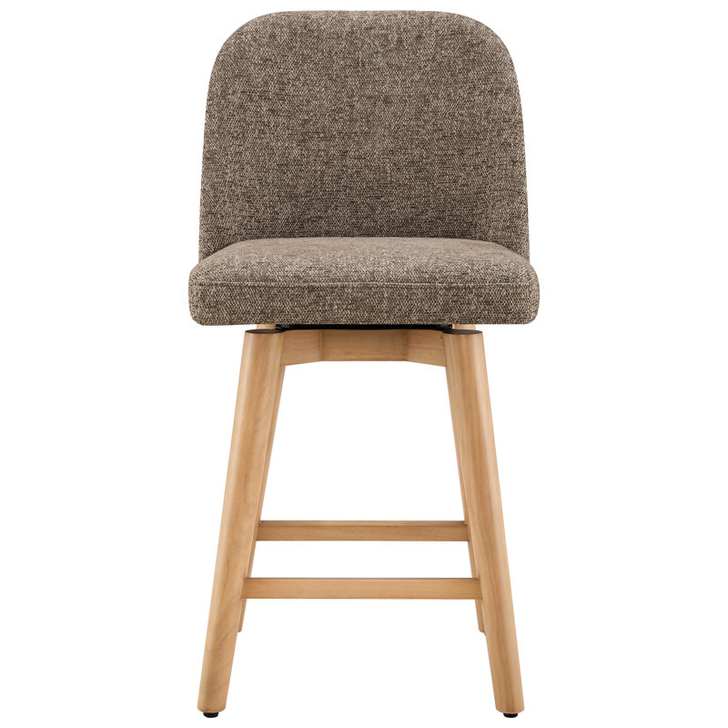 Upholstered Swivel Counter Stool(Set Of 2), Ojar Earth/Polyester