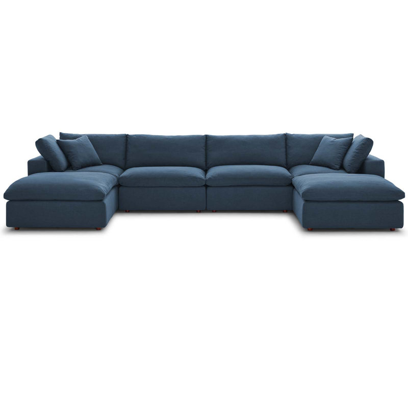 Modway Copper Grove Hrazdan Down-filled 6-piece Sectional Sofa Set, Azure