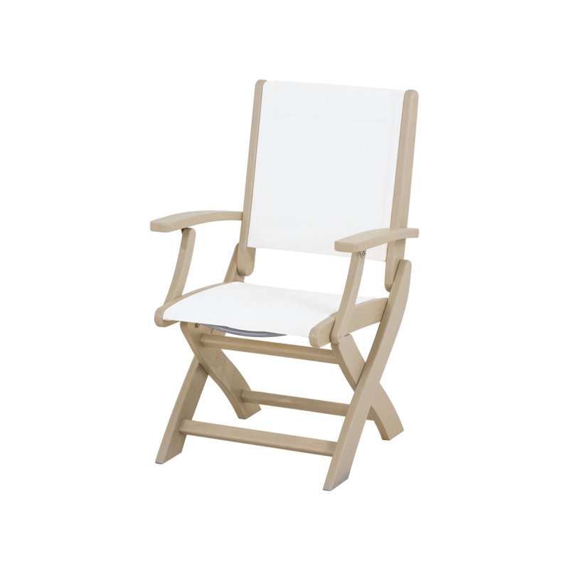 Chaise pliante POLYWOOD Coastal, Siège sable / cadre blanc