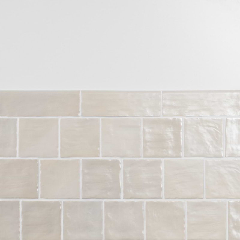 Montauk 2x8 Glazed Ceramic Bullnose Tile Trim, Cream