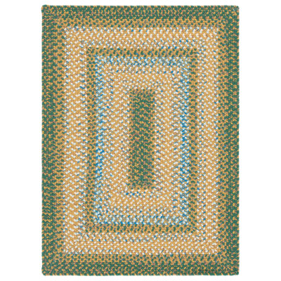 Tapis intérieur / extérieur tressé à la main à motif géométrique brun / vert foncé