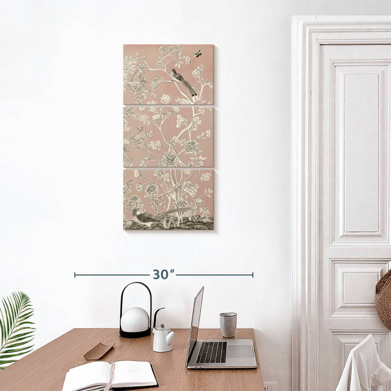 Blush chinoiserie I, H 32 po x l 15 po