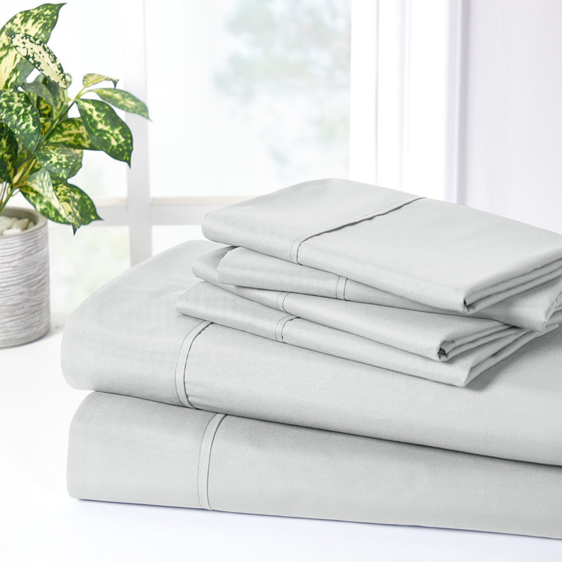 Silver Bamboo Microfiber Full Sheet Set with 4 Pillowcases