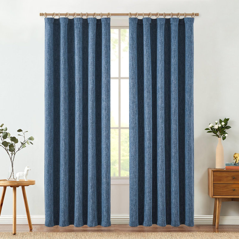 Rideaux en toile de jute, L 50 po x L 84 po, Bleu marine