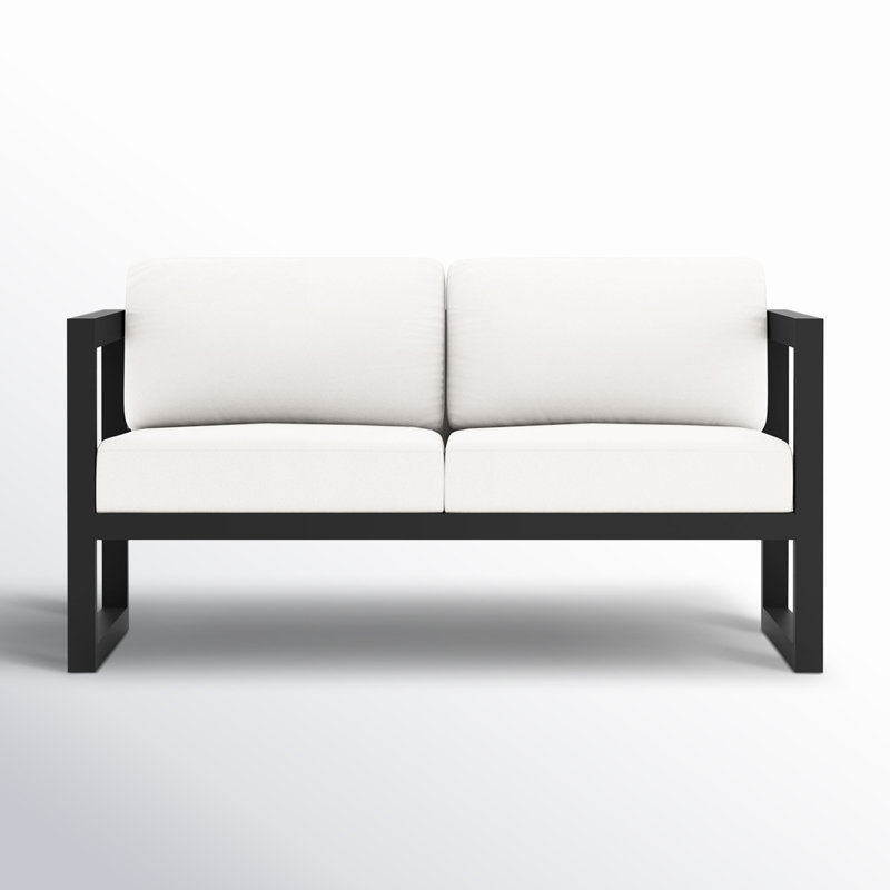 Avion 3 Piece Sofa Loveseat Set, Black, Canvas Natural Sunbrella® Canvas