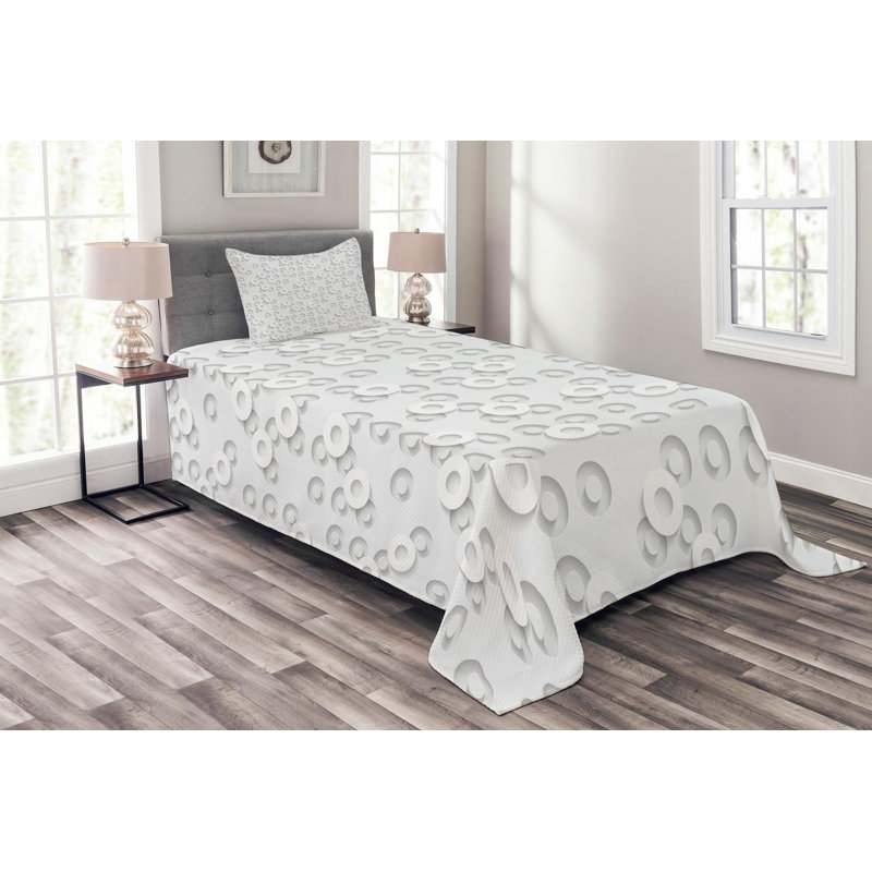 Modern & Contemporary Geometric Shapes Coverlet, Twin Coverlet + 1 Sham