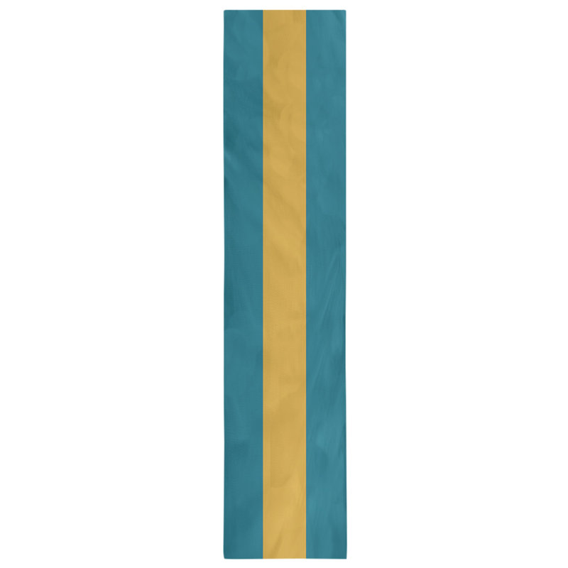 Cleveland Throwback Football Stripes Table Runner, 90" L x 16" W, Cotton Blend, Jacksonville Throwback Football Aqua/Gold