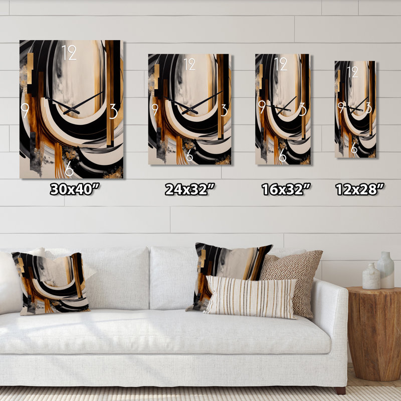 Touch Art Deco IV - Horloge murale moderne abstraite, H 40 po x l 30 po