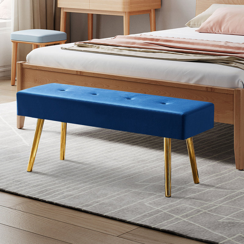 Banc long avec banc et tabouret, Bleu très foncé