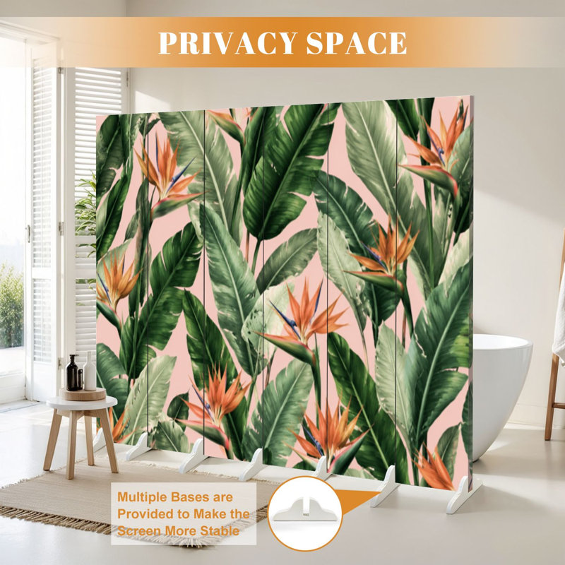 Cloison pliante 6 panneaux paravent Royal Tropical, 6, 71" H x 96" W x 1" D