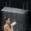 Pomme de douche surdimensionnée noire à fixation au plafond 16 x 32 po