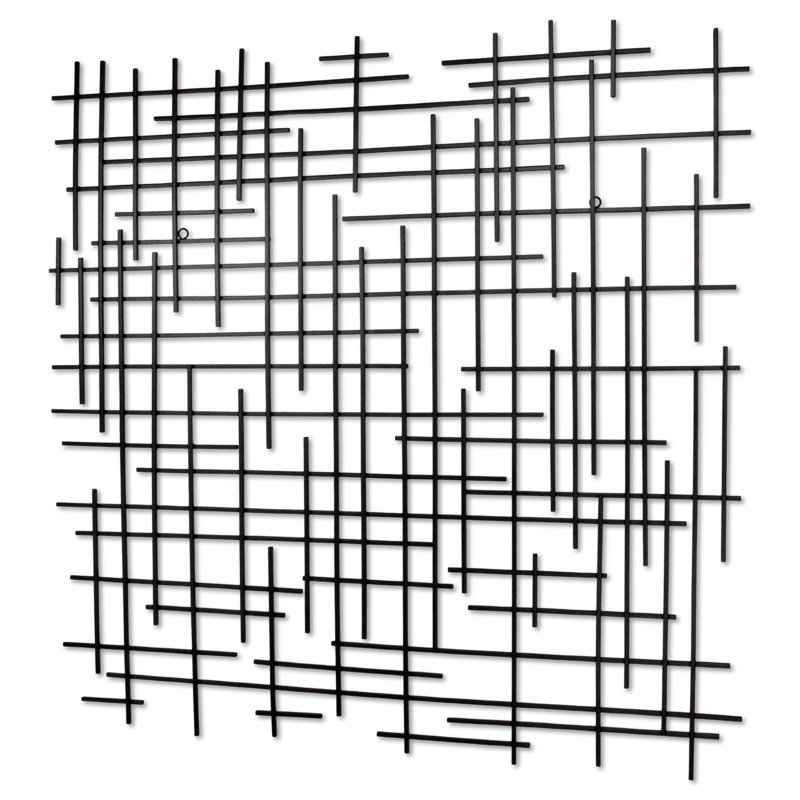  Iquara Geometric Metal Wall Sculpture, Black Layered Dimensional Modern 37.5" Accent Decor, 37.5" H x 37.5" W x 1.25" D