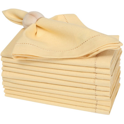 Apricot Cotton Cloth Dinner Napkins - Hemstitched Napkins