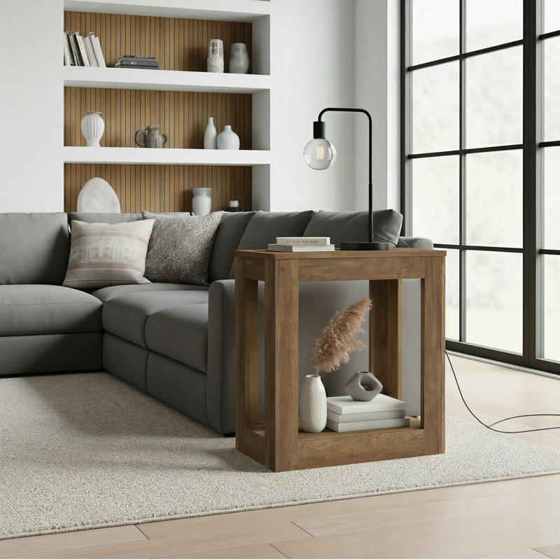 Allysyn 23.6" Contemporary Square End Table, Brown
