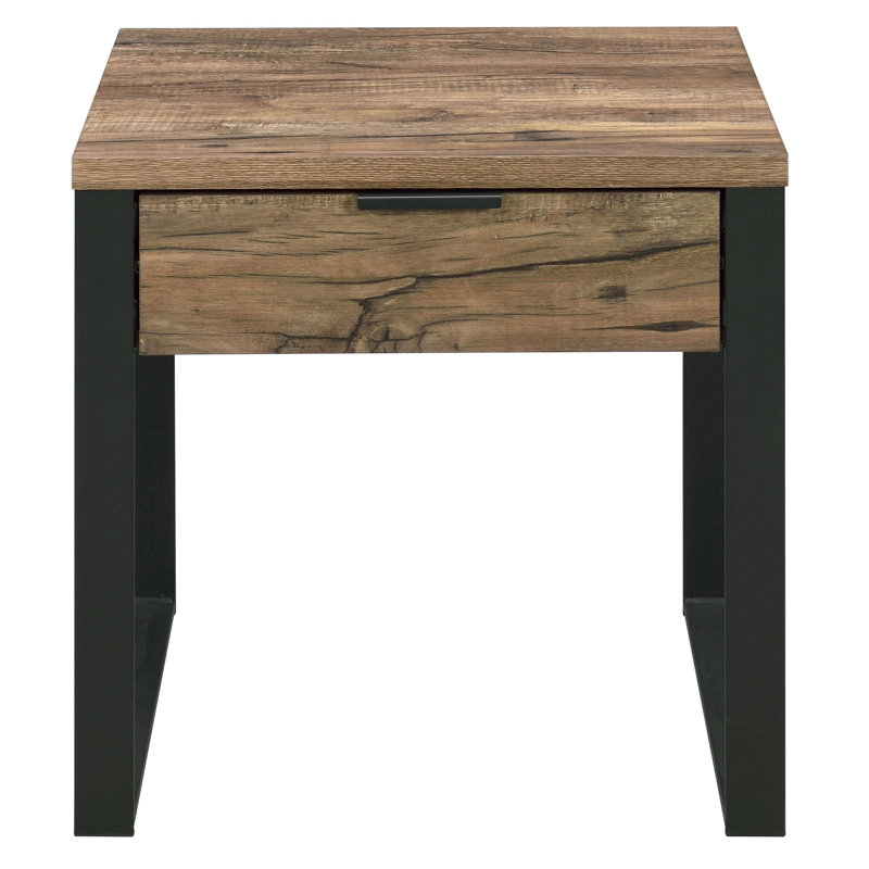 Solid Wood Top End Table with Storage