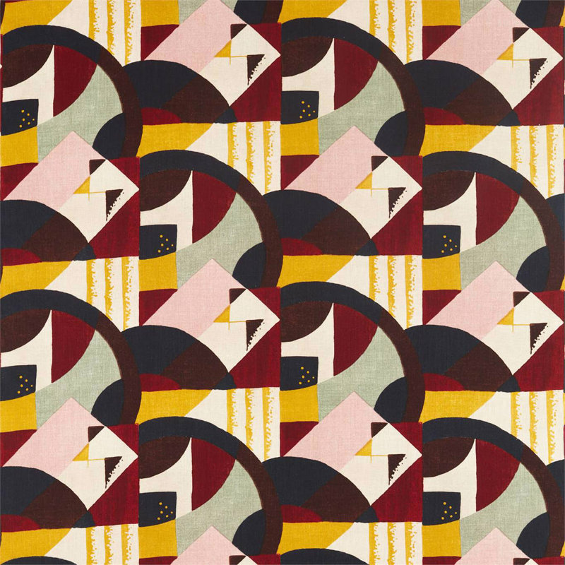 Abstract 1928 Fabric, Brown/Red/Yellow