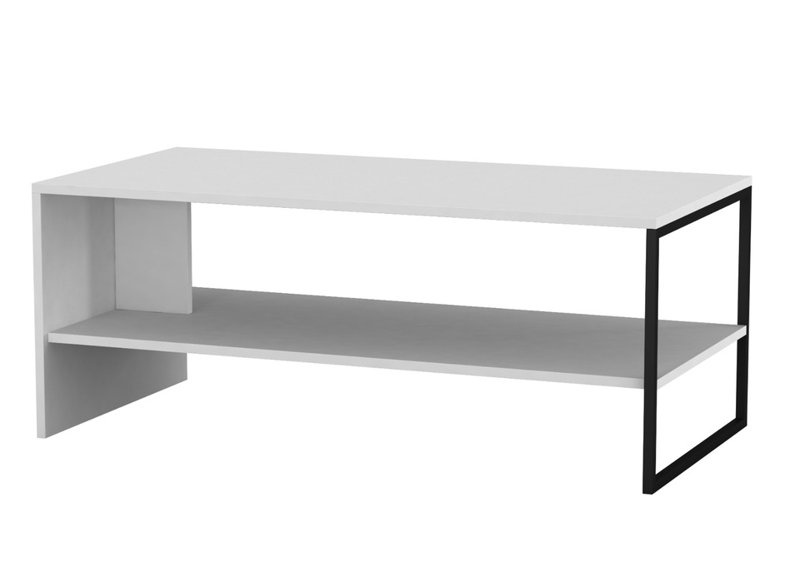 Solid Wood Coffee Table with Storage, white