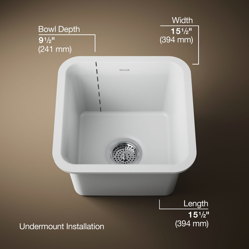 Cairn® 15 L x 15 W Neoroc® Undermount Bar Sink, Matte White