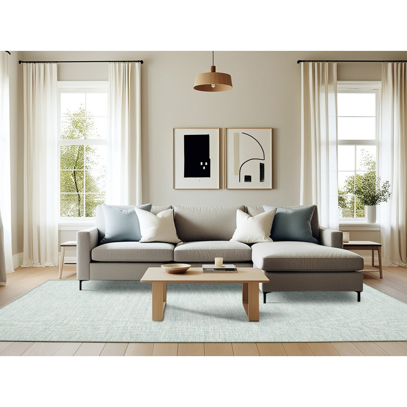 Tapis contemporain bleu, Rectangle 6 pi x 9 pi