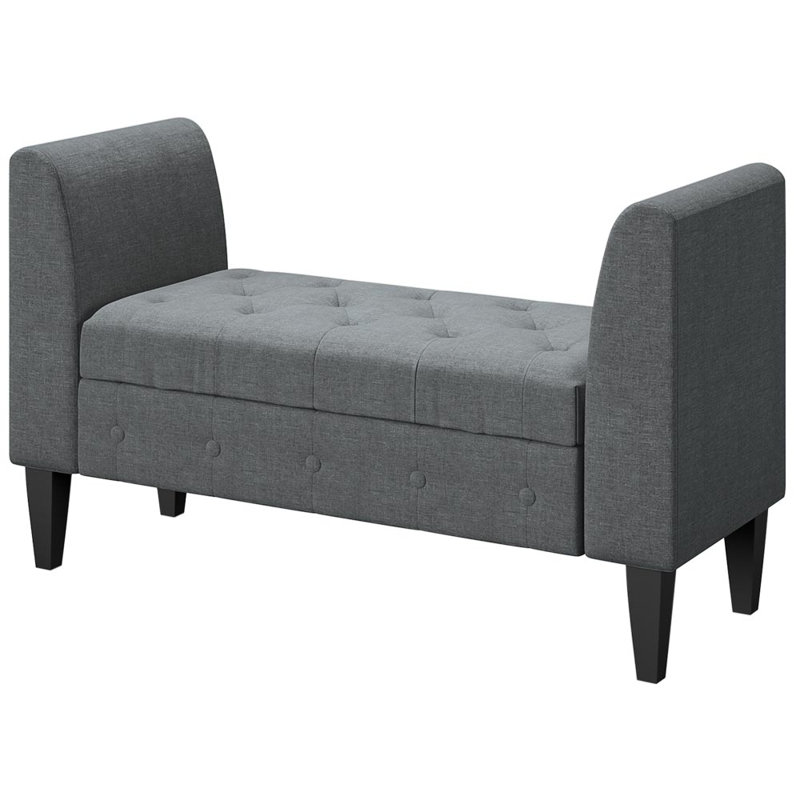 Adda Upholstered Storage Bench, Grey