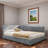 L-shaped Corduroy Daybed With Solid Frame And Striped Decoration-884907756