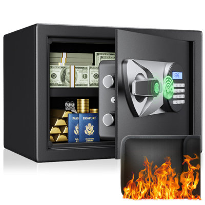 Fingerprint Recognition Safe, 0.8/1.2/1.8 Cub Safe Box, Safes for Home with Digital Keypad, Steel Inner Cabinet, Money Safe