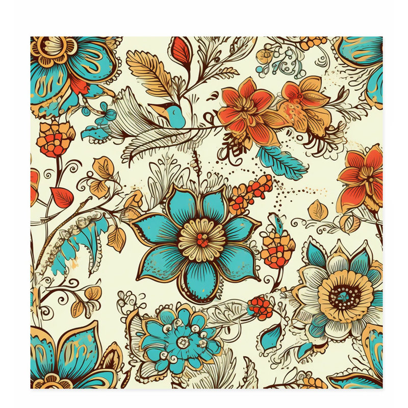 Impression florale bohème sans cadre, H 16 po x l 16 po