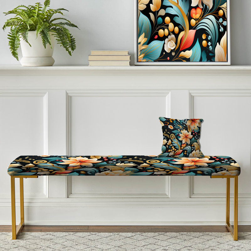 Banc rembourré or, Vintage Paisley Floral Flightiness