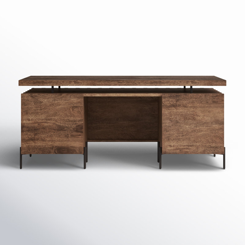 Raffael Solid Wood Credenza Desk, Brown