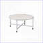 Table basse ronde moderne en chêne blanc pour le salon - structure en métal chromé, support en X stable