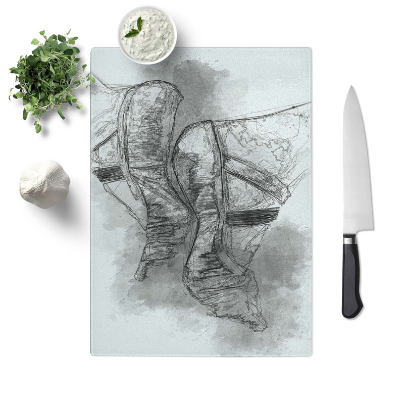 Tempered Glass The Feet of a Ballet Dancer in Abstract Cutting Board, 20 cm W x 28.5 cm L