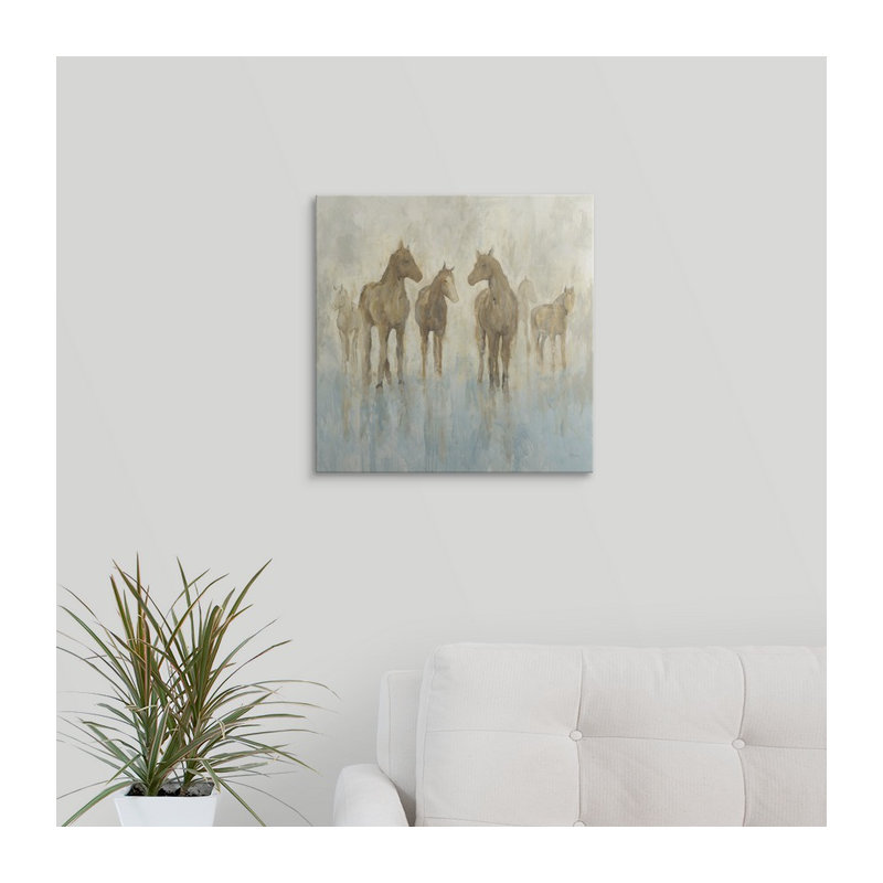 «Horses», reproduction d'art, H 35 po x l 35 po x P 1,5 po, Toile