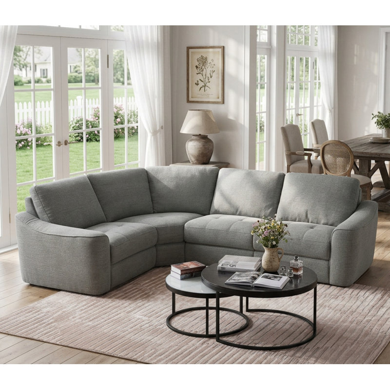 Grand canapé d'angle modulaire inclinable électrique avec ports USB, Gris foncé