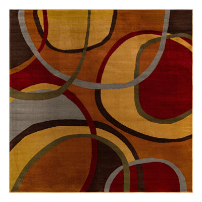 Cafe Performance Brown/Red/Gray Rug