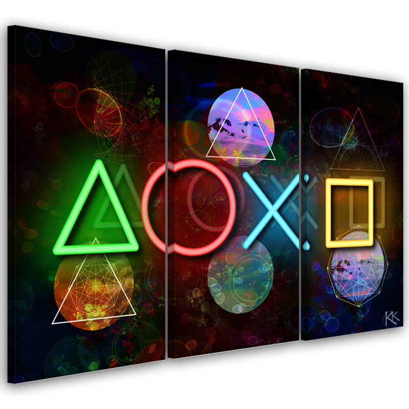 Game Console - 3 Piece No Frame Print on Canvas, 100cm H x 150cm W
