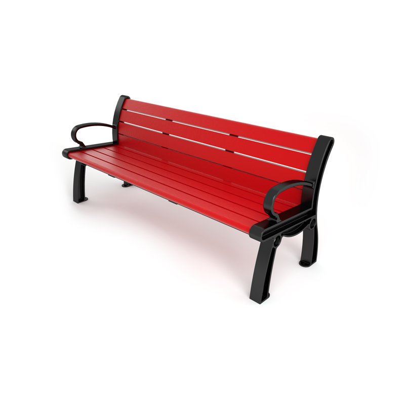 Banc de parc en plastique recyclé Heritage, 6 pi, Noir, Brun