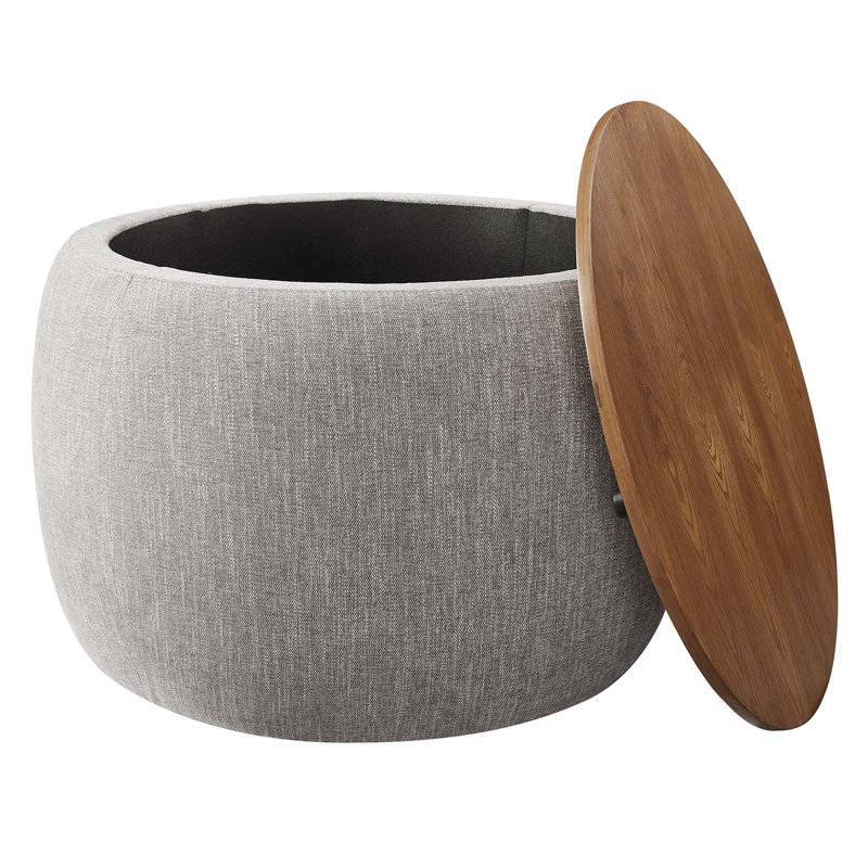 Repose-pieds rond avec rangement 26 po Modway Perla, Tissu de blé tissé chiné