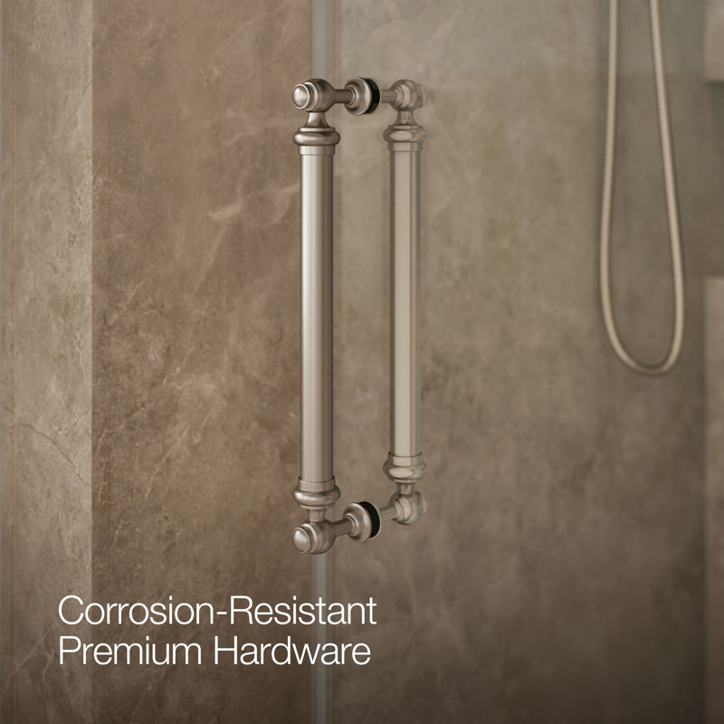 Artifacts 80-7/8 In. H Sliding Shower Door With 3/8 In.-Thick Glass, Brushed Nickel