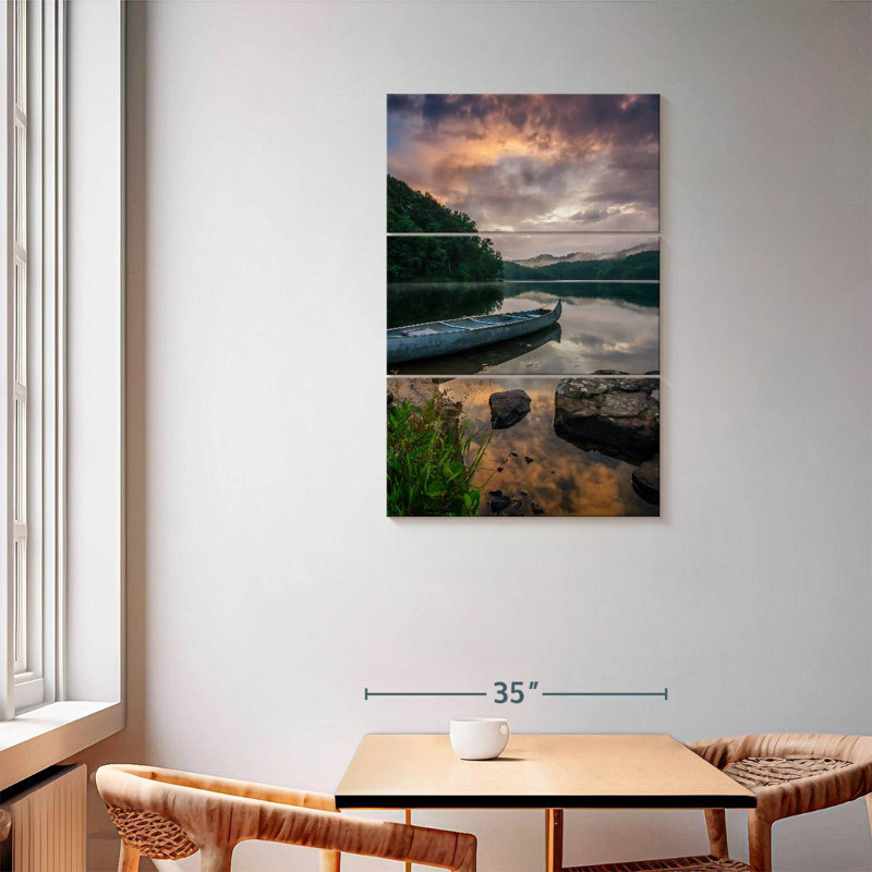 Mehar Canoe On Lake, 57" H x 36" W