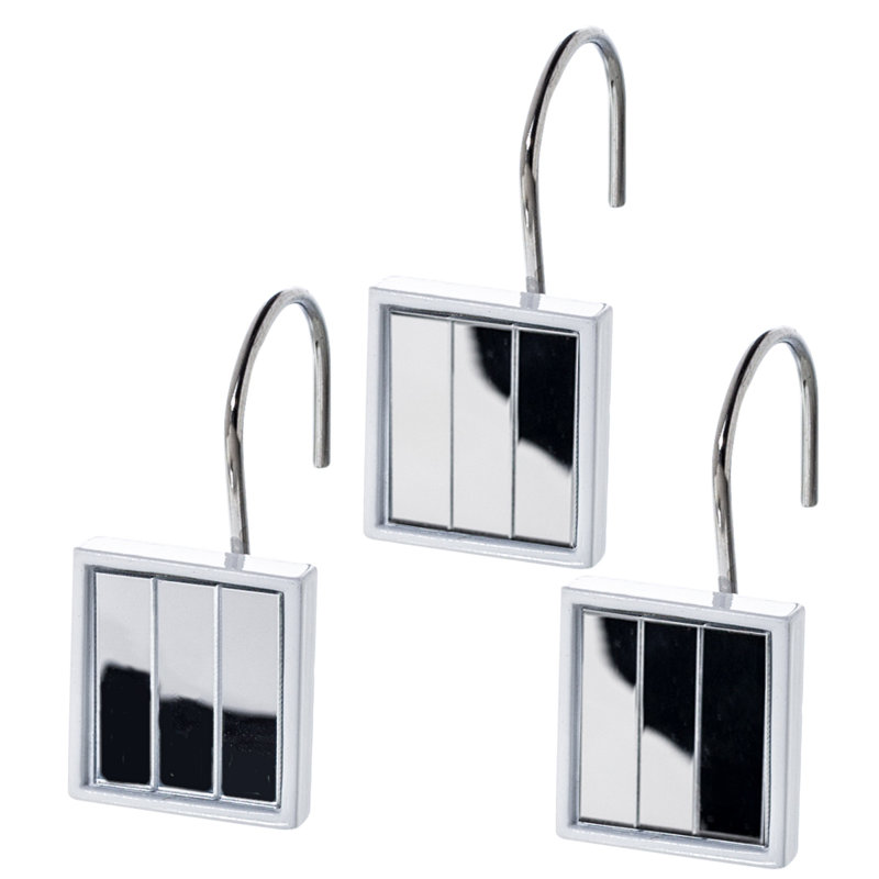 Elegant Quilted Mirror Resin Shower Curtain Hooks Set